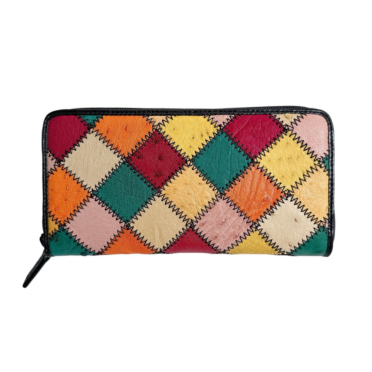 LB-5055 マルチカラー ラウンドファスナー パッチワーク マルチカラー