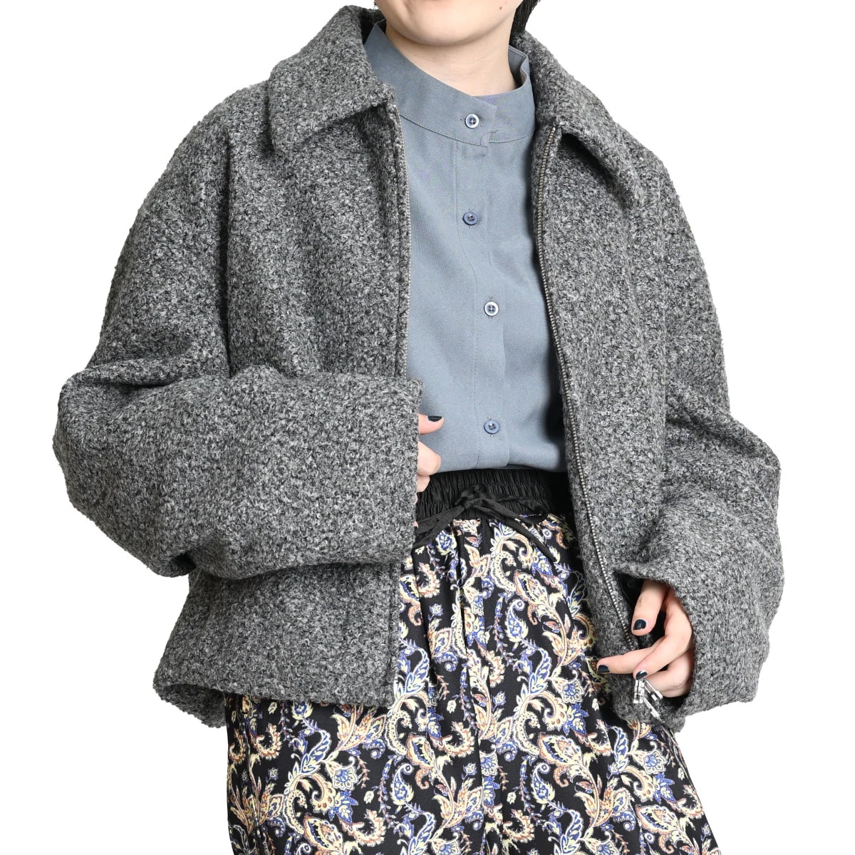 ブルゾン レディース アウター コート ジャケット 表情のある起毛くるくるシャギーショートブルゾン ジャンパー 羽織 トレンド 30代 40代 50代 秋 秋冬 冬 カジュアル 起毛 長袖 ゆったり