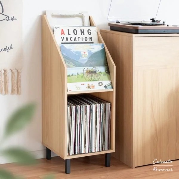 レコードラック おしゃれ オープンラック 本棚 ブックラック 雑誌 マガジンラック レコード 円盤 収納 ラック 棚 ガラス 北欧 モダン 新生活 Calmato ID004