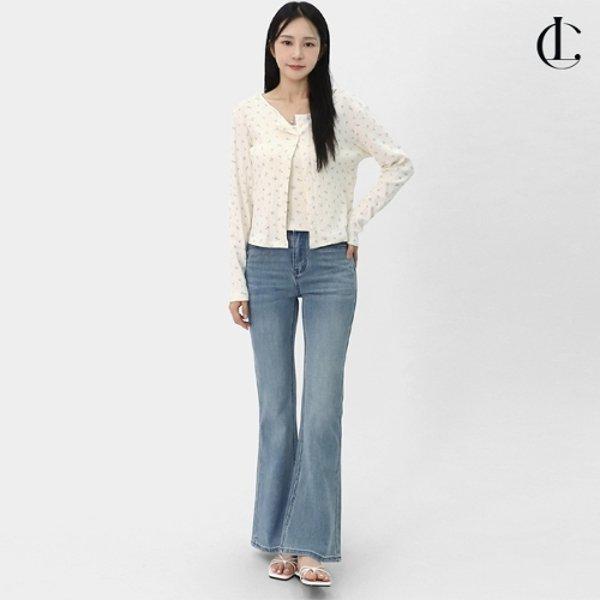 女性用ジーンズ ブーツカット ライトブルー デニム スパン スリム パンツ LPP042