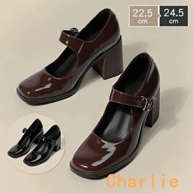 ローファー フォーマル靴 パンプス レディース 歩きやすい 痛くない エナメル調 ストラップ滑りにくい 6.5cmヒール ショート厚底 ぺたんこ 厚底靴 履きやすい シューズ チャンキーヒール 疲れな