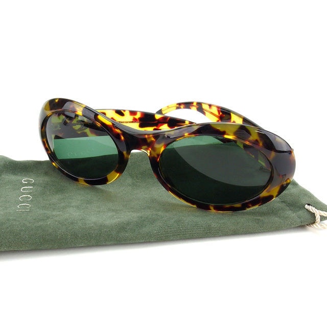 サングラス べっ甲柄 インターロッキングG クリアグリーン×ベージュ×ブラウン系 レディース 中古 12,861円