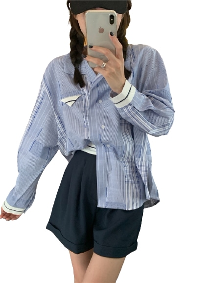 新作からSALEアイテム等お得な商品 満載 韓国のファッションNO.1 トレンドライクな大人女子コーデ 長袖チェックのシャツ 有名な高級ブランド