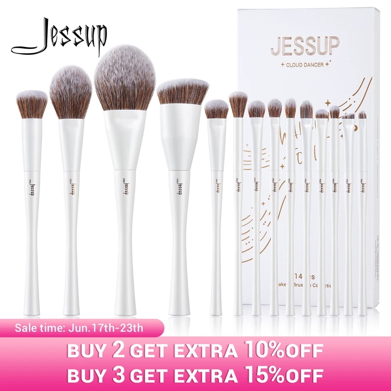 Jessup-メイクブラシのセット,414個のブラシのセット,合成皮革ベース,コンシーラー,パウダー,アイシャドウ,ミックス,T343