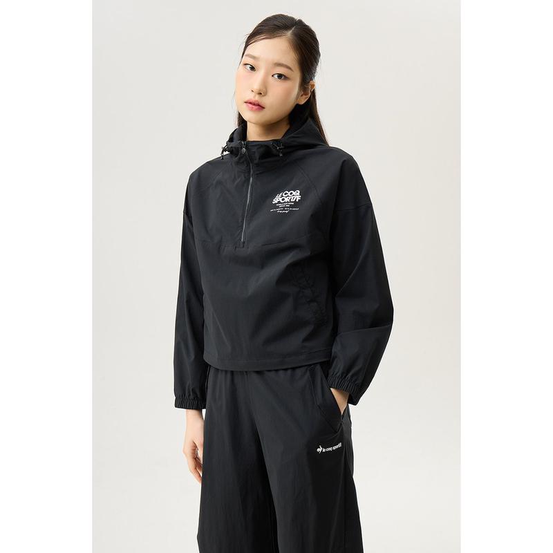 [在庫処分][40% OFF] ウーマン ストレッチ ウーブン カラーブロック アノラック BLK / QQ122OJK27