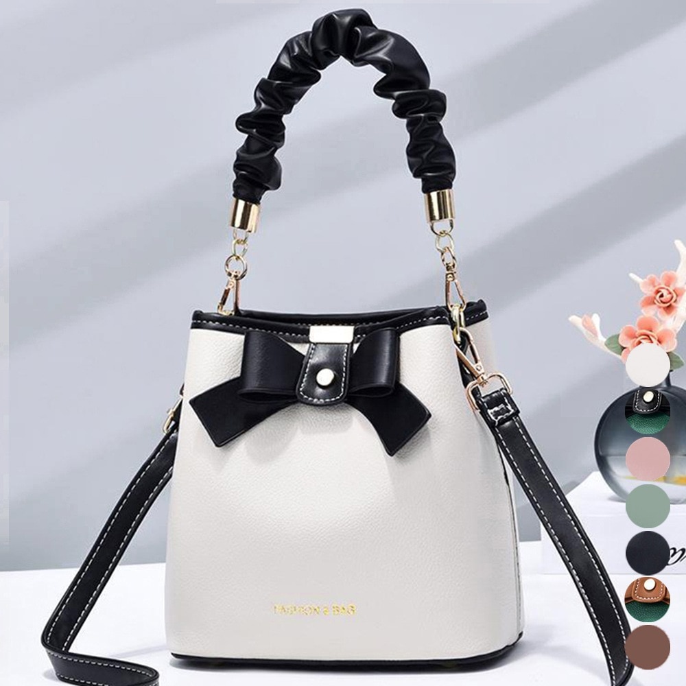 国内即納 バケツ型ショルダーバッグギャザーハンドル