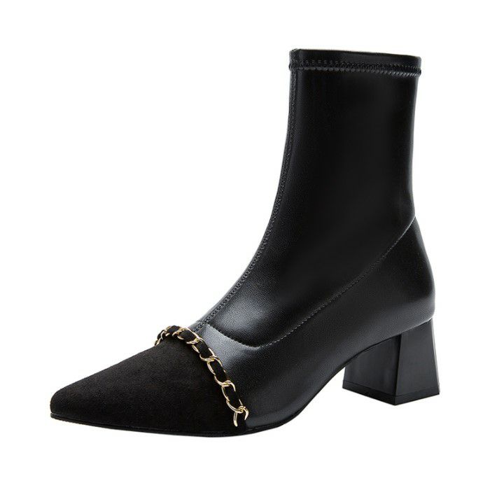 2022年 秋冬 新作 2color チェーン ポイント ショート ブーツ