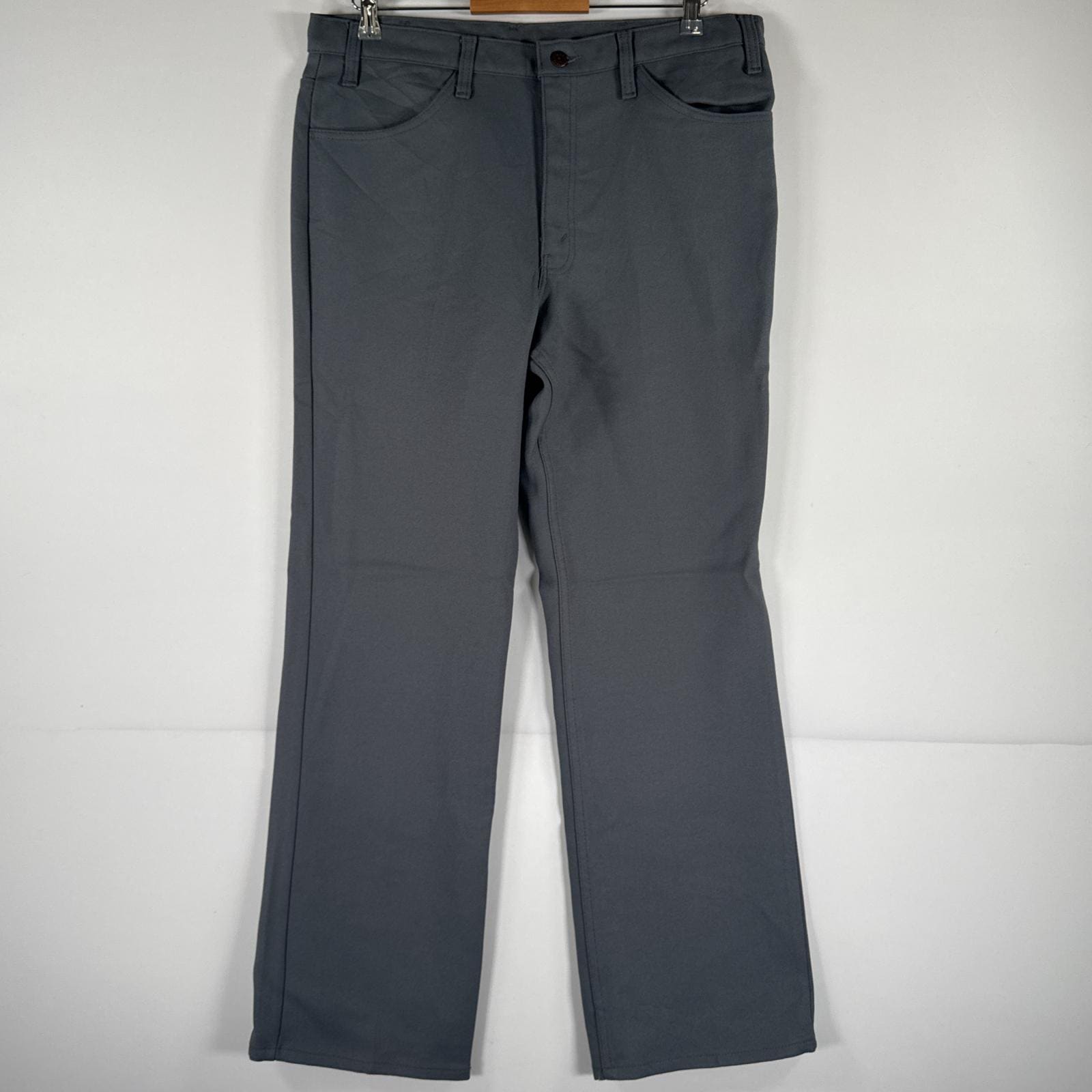 古着 90s/90年代 USA製 スラックスパンツ ランチャーパンツ フレア ブーツカット 大きいサイズ w36 L32 グレー メンズ