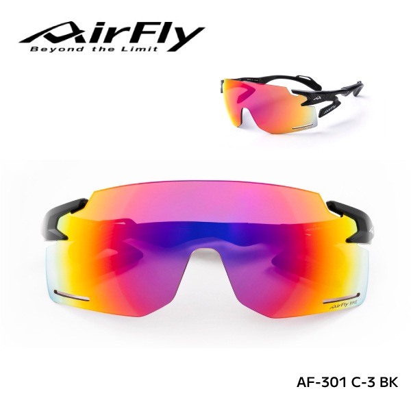 【即納】 正規品 AirFly エアフライ スポーツサングラス ミラーレンズ パープルゴールド AF-301 C-3 BK ZYGOSPEC社