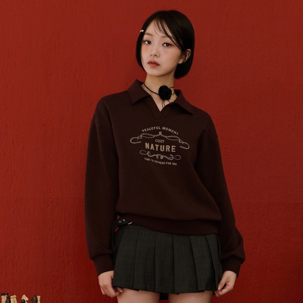 (チェースカルト) 女性用オープンカラースウェットシャツ-DERG5169B08