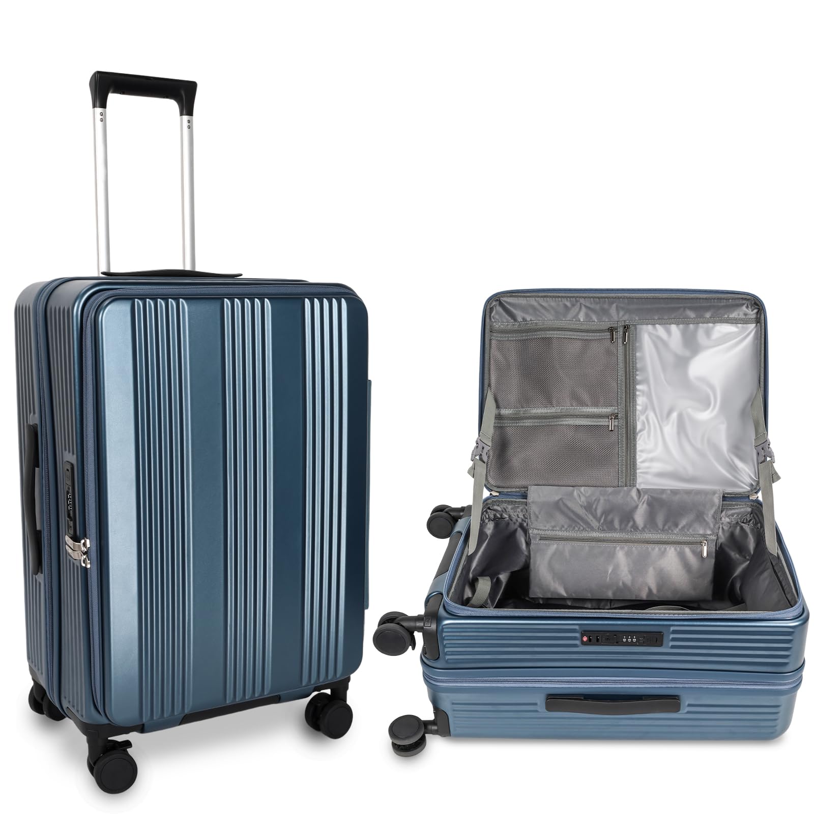 [魔法小屋] スーツケース 片開き 軽量 機内持ち込み 多機能 キャリーケース 拡張機能付き 静音ダブルキャスター ストッパー付き キャスター交換可能 簡単脱着 ドリンクホルダー USB充電ポート ダ