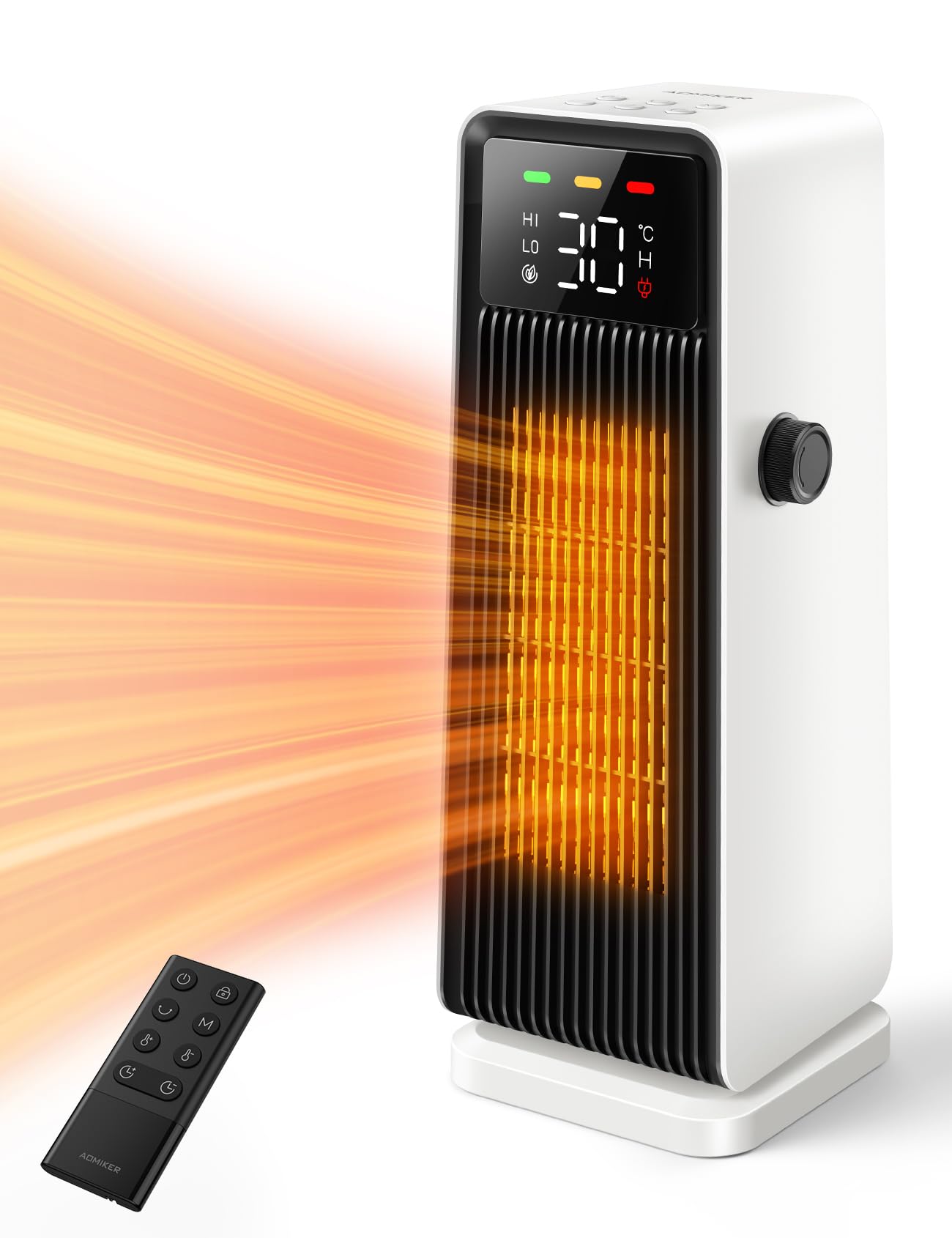 【ECO知能恒温型】Aomiker セラミックヒーター 1秒速暖 小型 : 電気ストーブ 1200W/800W 足元 温風ヒーター タイマー機能 自動首振り 静音 電気ファンヒーター 暖房器具 コンパ