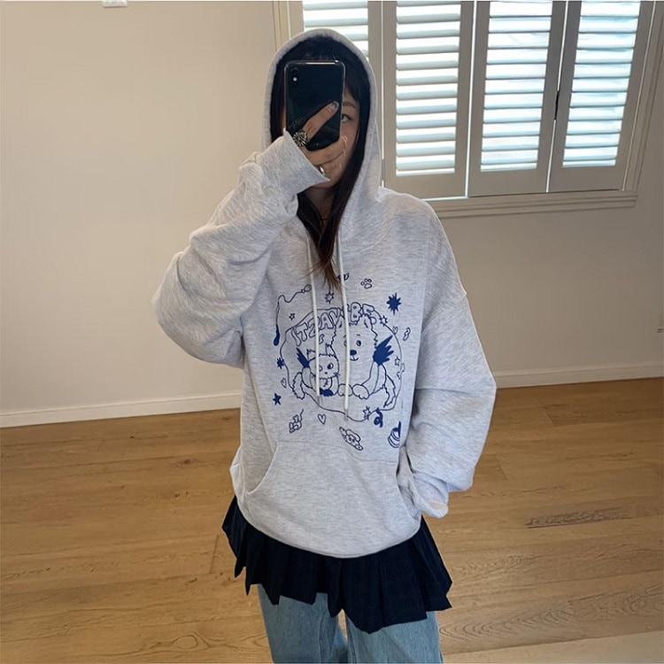 ITZAVIBE CAT&DOG HOODIE ロゴ 長袖 フード パーカー CAT&DOG FRIENDS HOODIE - ITZAVIBE | 60% - Asian Fashion