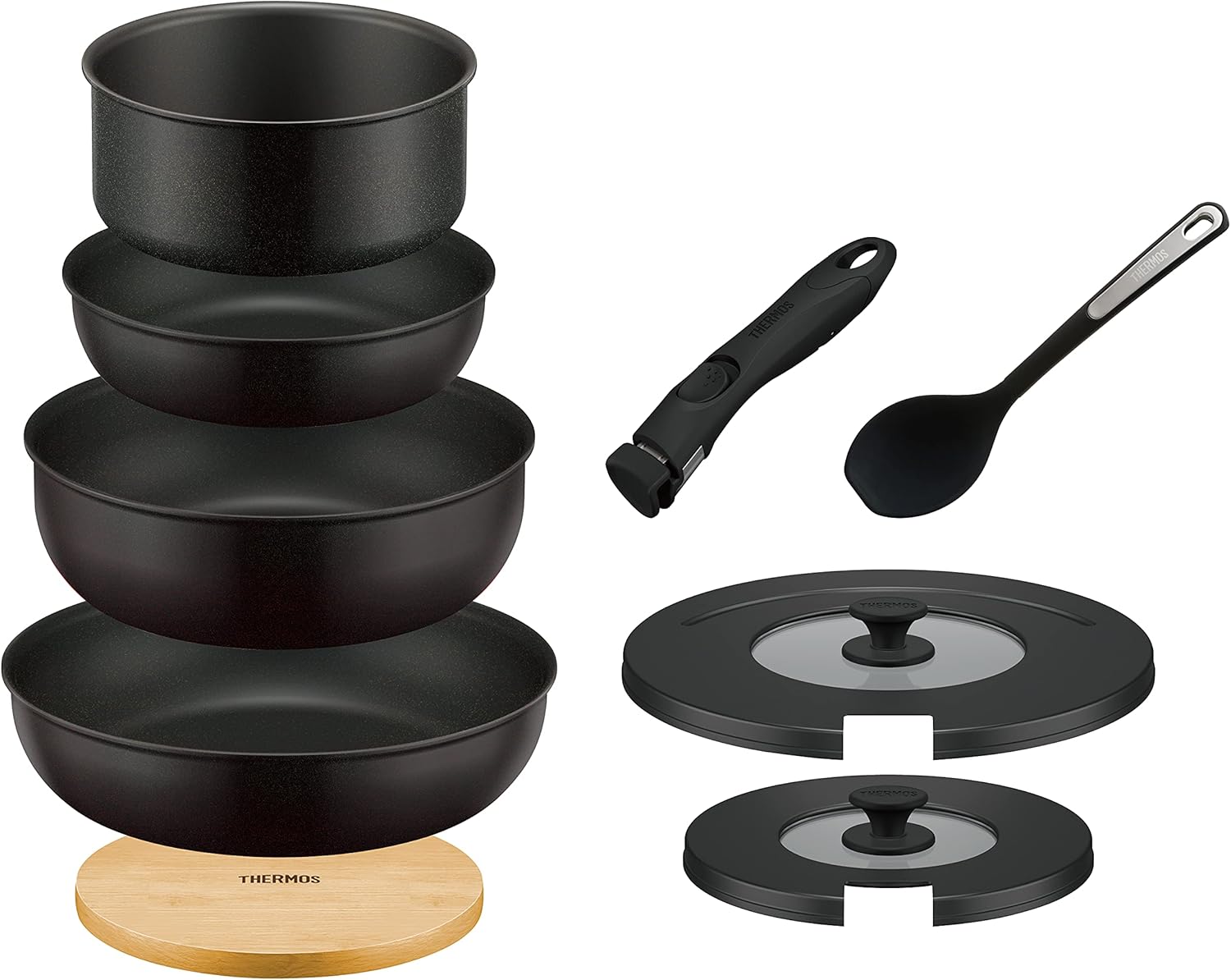 サーモス デュラブルシリーズ 取っ手のとれるフライパン9点セットBA ブラック IH対応 KSB-9A BK