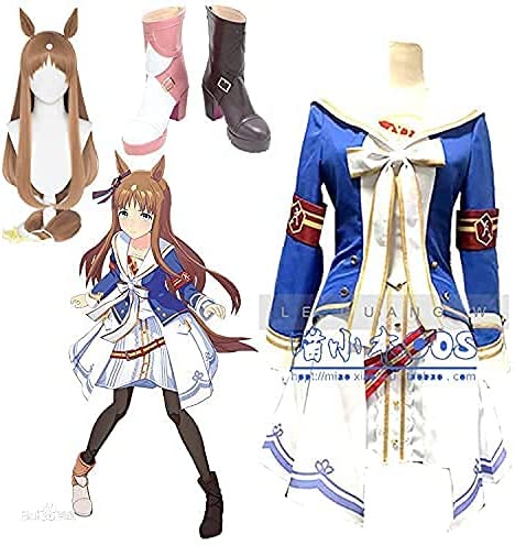 女性のかわいいダービーグラスワンダーコスプレコスチューム+ウィッグ+耳+靴コスチュームハロウィンハロ