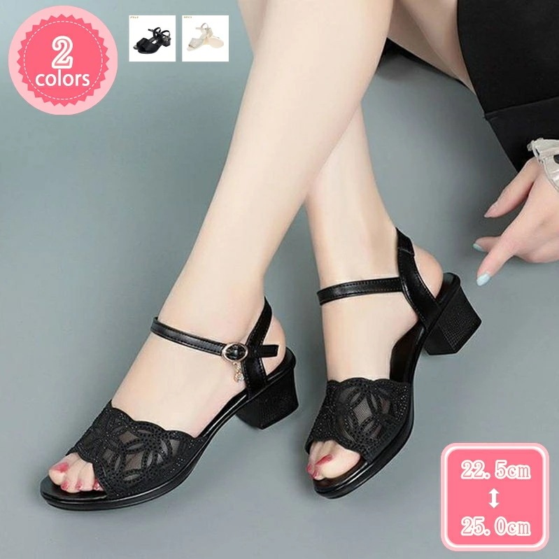 1000円OFFクーポン ミュール サンダル レディース シンプルデザイン ビジュー付き 7cmヒール おおきいサイズ サンダル レディース 歩きやすい 事務サンダル カジュアル サンダル 黒 白 オ 11,704円