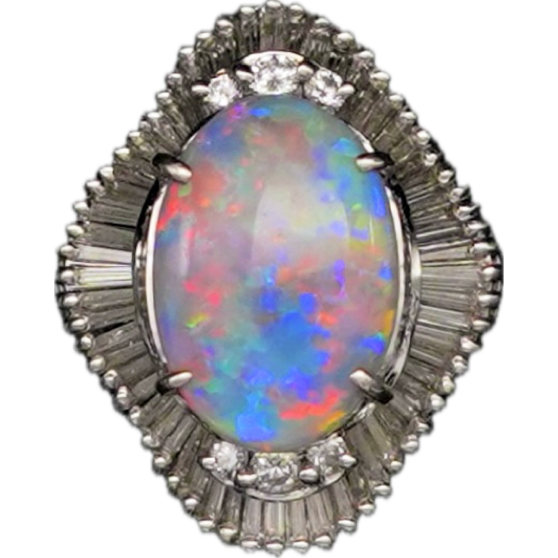ゴルド　リング　ブラックオパール約3.08ct　Pt900　D1.01ct