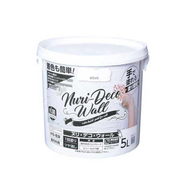 アサヒペン（まとめ買い）手で塗れる塗り壁材 Nuri-Deco-Wall 5L ホワイト [x3]