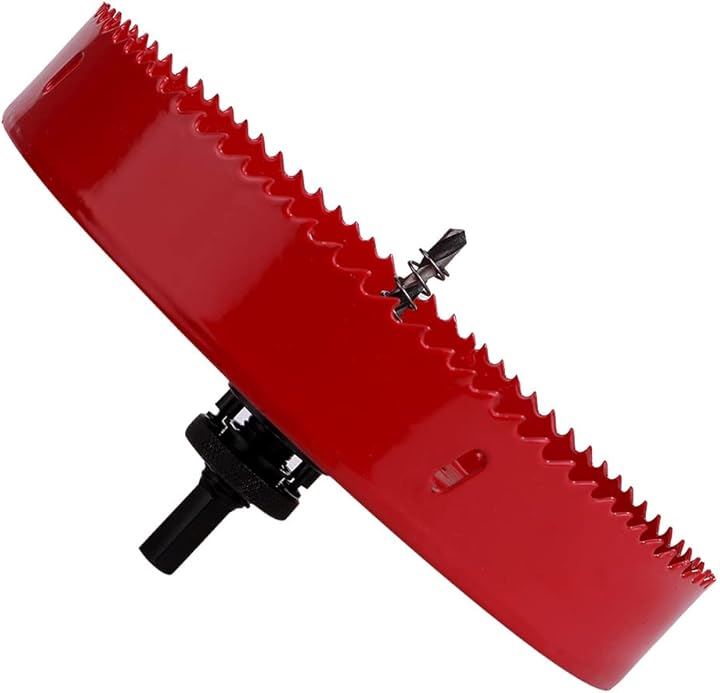 ホールソー バイメタル 穴あけ ドリルビット 切削 工具 DIY 鉄 アルミ 石膏ボード プラスチック 木材などに対応(レッド, 205mm)