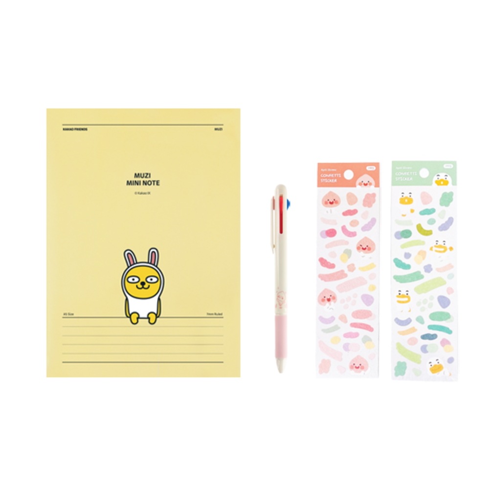 カカオフレンズA5中綴じノート+デイリー4in1シャープカラーペン+エイプリルシャワーコンペティステッカー2pセット