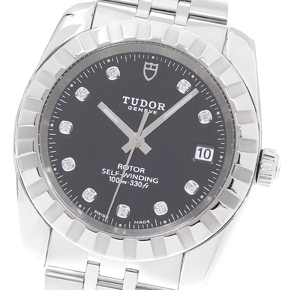 チュードル TUDOR 21010 クラシック デイト 10Pダイヤ 自動巻き メンズ 保証書付き_948052【中古】