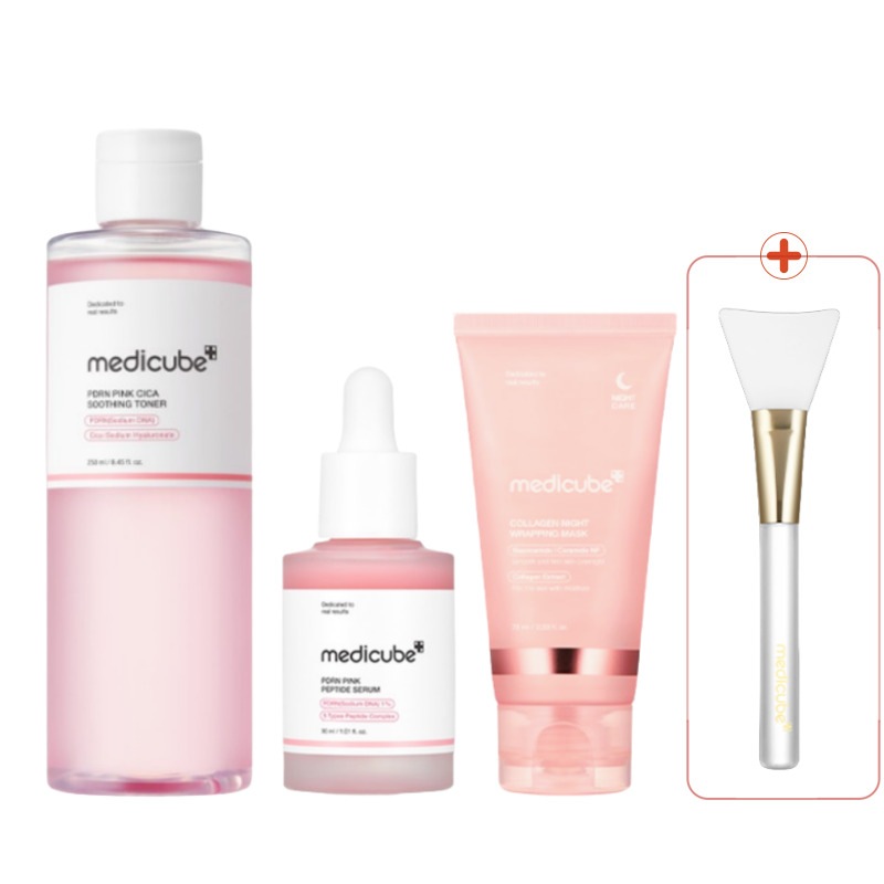 [PDRN&コラーゲンセット] PDRN基礎2種( ピンクシカ スージングトナー 250ml & ピンクペプチド アンプル 30ml) + コラーゲンナイトラッピングマスク 75ml(ゼリーブラシ)