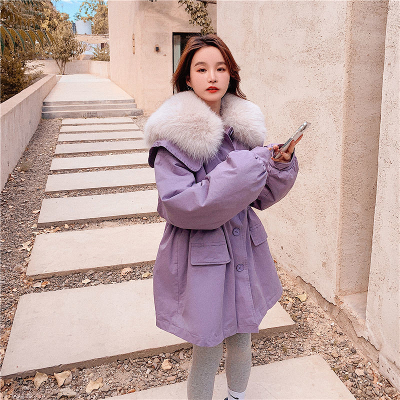 ムートンファッション冬 アウター 裹起毛ファーカラーコート レディース セミロングジャケッ百掛けウエスト引き締め着痩せ中綿コート