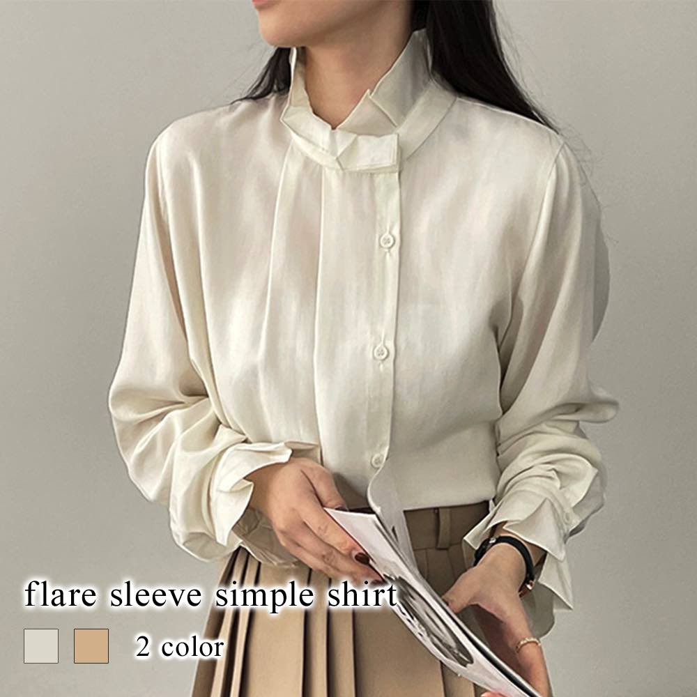 ブラウス レディース フレア袖シンプルシャツ 高品質 長袖 人気 フォーマル 白 事務服 厚手 黒 オフィス レース シフォン フリル おしゃれ ボウタイ Tシャツ カジュアル ブランド きれいめ ノ