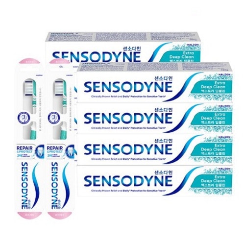 センソダイン エクストラディープクリーン 歯磨き粉 120g 8個 + リペア アンプロテクト 歯ブラシ 2個 口腔ケア しみる歯 歯茎ケア