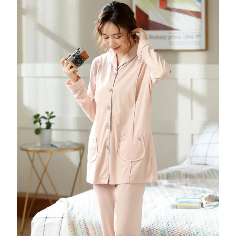 大人気商品パジャマ 肌にやさしい 長袖 前開き 春向き 秋向き 素材 入院用 介護用 産後 レディース ウェア ナイトウェア 卒業式 5,028円