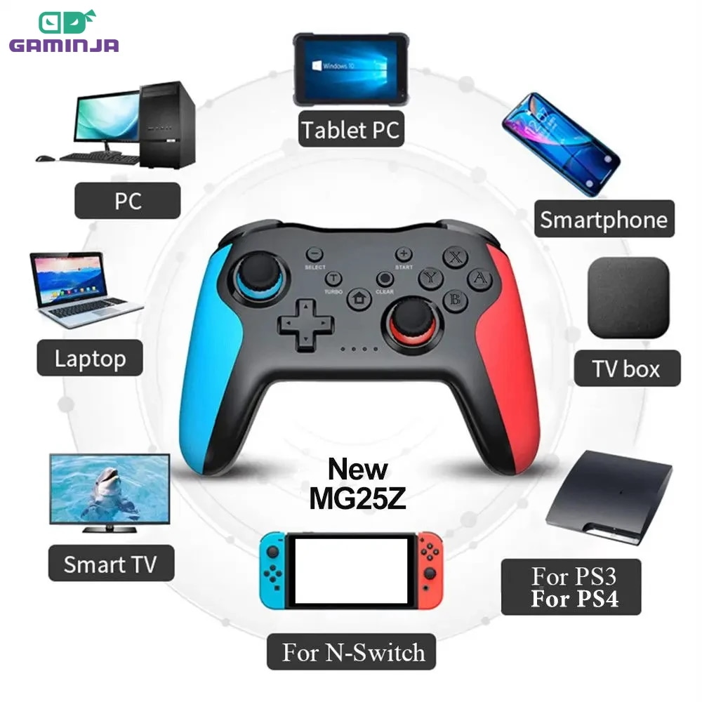 GAMINJA MG25Z ワイヤレス コントローラー Bluetooth ゲームパッド Nintendo Switch PS3 PC ジョイスティック デュアル振動 ゲームパッド ラグフリー