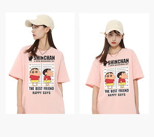 クレヨンしんちゃん 半袖 tシャツ 春夏 トップス カジュアル プリント 韓国 ファッションカップル