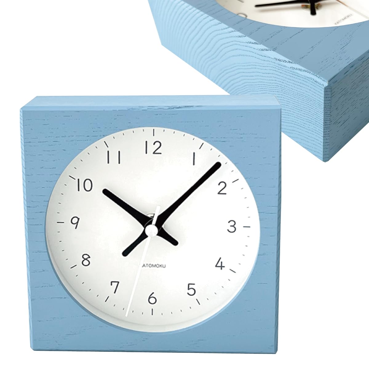 KATOMOKU Dual use clock 9 ライトブルー km-135LBRC 置き掛け兼用時計 電波時計 連続秒針