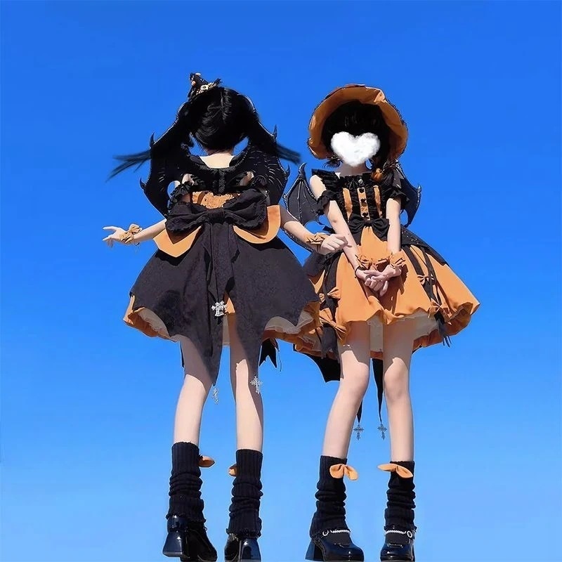 パンプキンカラーのリトルウィッチロリータドレス Jskドレス キュートなスウィートプリンセスドレス