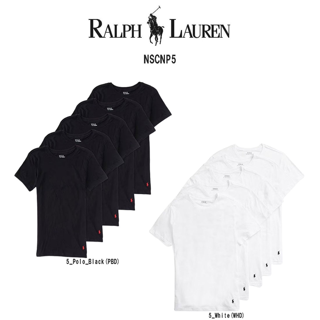 POLO RALPH LAUREN クルーネック Tシャツ スリム 5枚セット お買い得 パック メンズ 下着 Cotton Slim Fit NSCNP5
