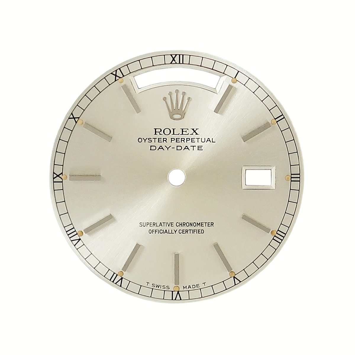 ロレックス ROLEX 腕時計パーツ 純正 ダイアル デイデイト用 ステンレススチール シルバー バーインデックス 文字盤 シルバー ダイヤル 部品 替え 交換 予備 パーツ 美品 【中古】