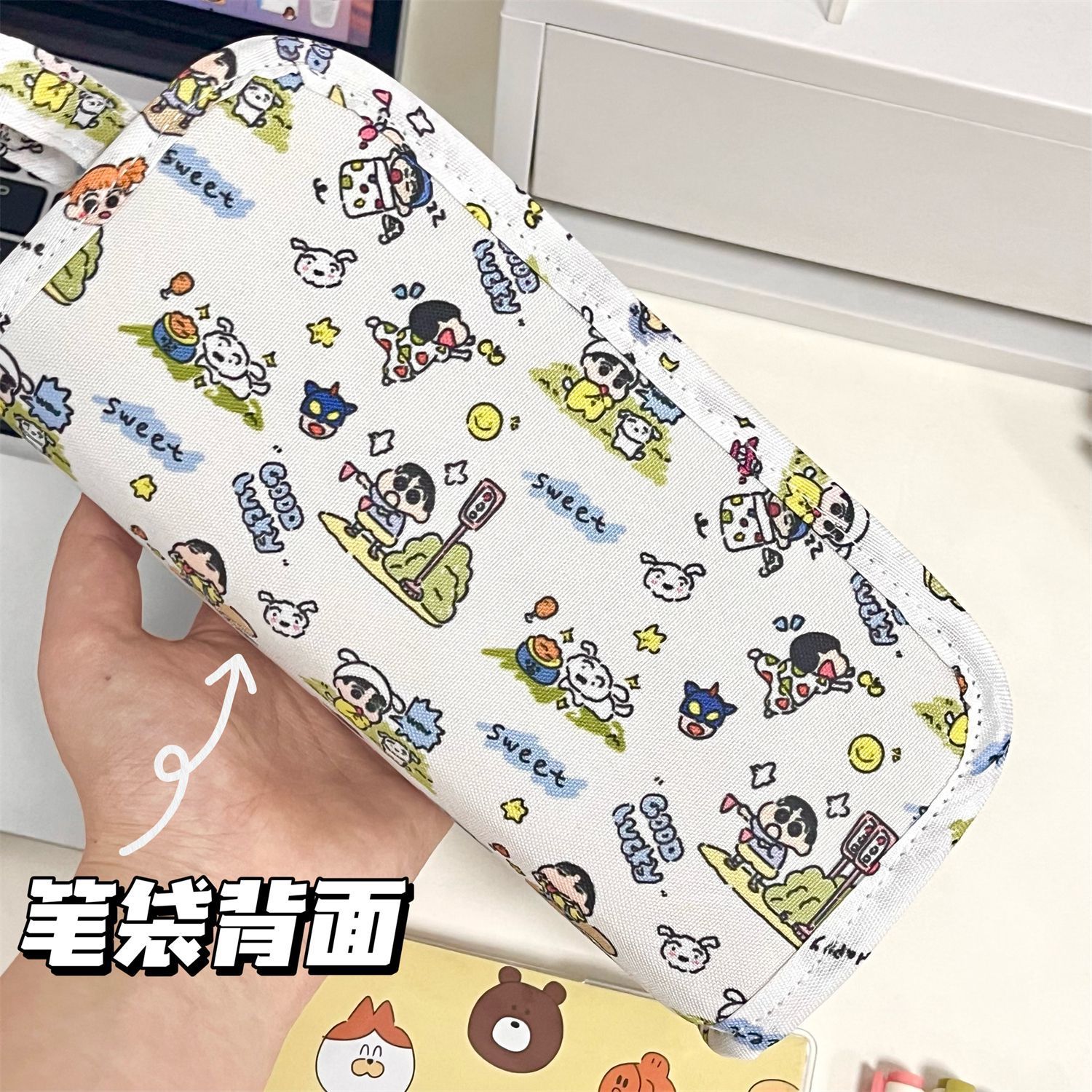Ins日系クレヨンしんちゃん多機能筆袋高颜値大容量アニメ学生文房具収納袋