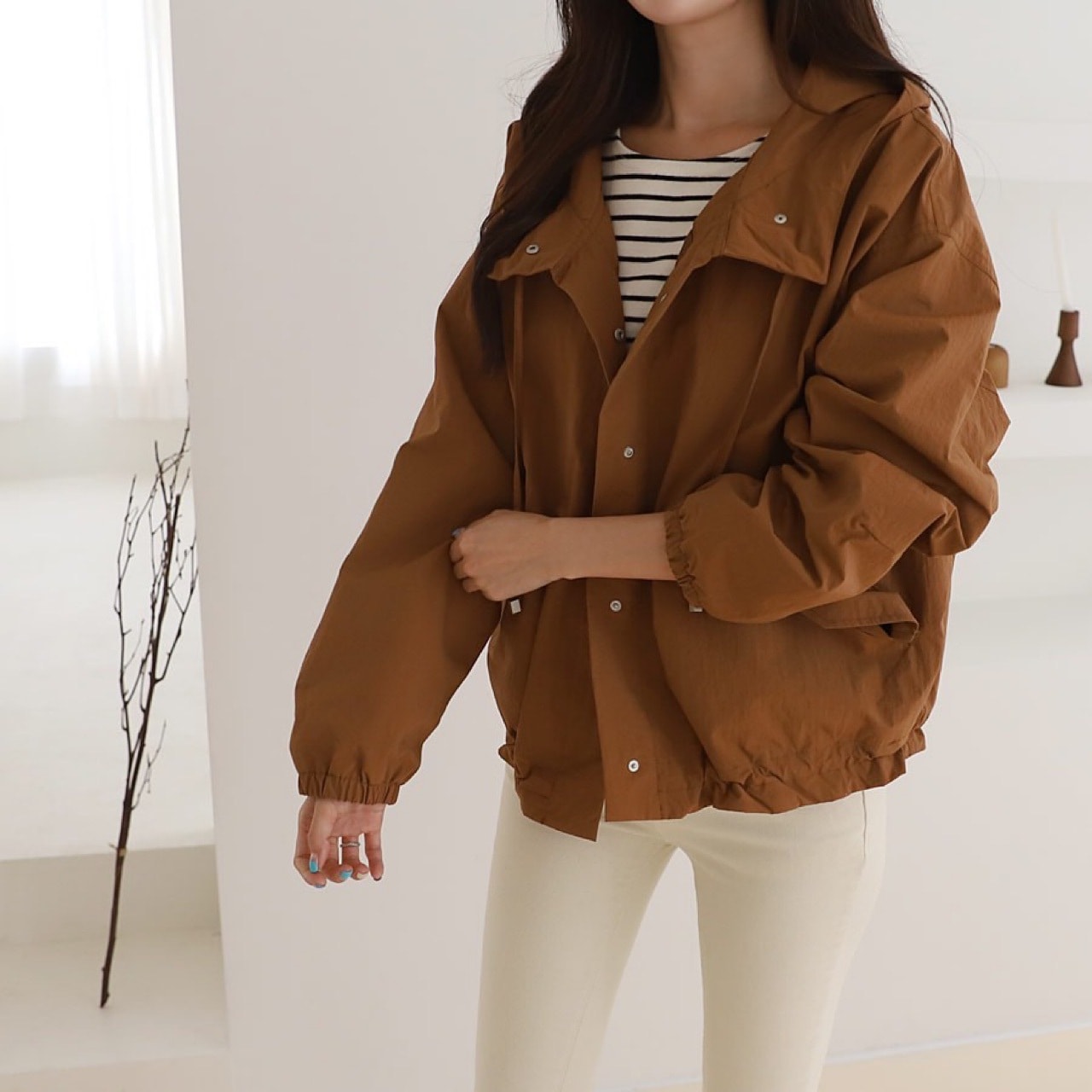 2022年秋冬新作 長袖 フード付き ゆったり 無地 オールマッチ トップス カジュアル ショート丈 ウィンドブレーカー レディース ジャケット