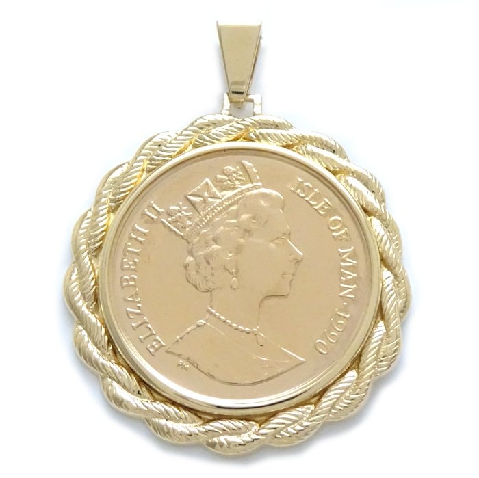 K22 1/4oz エンジェル コイントップ 金貨 エリザベス K22ゴールドxK18YG イエローゴールド /78961【中古】