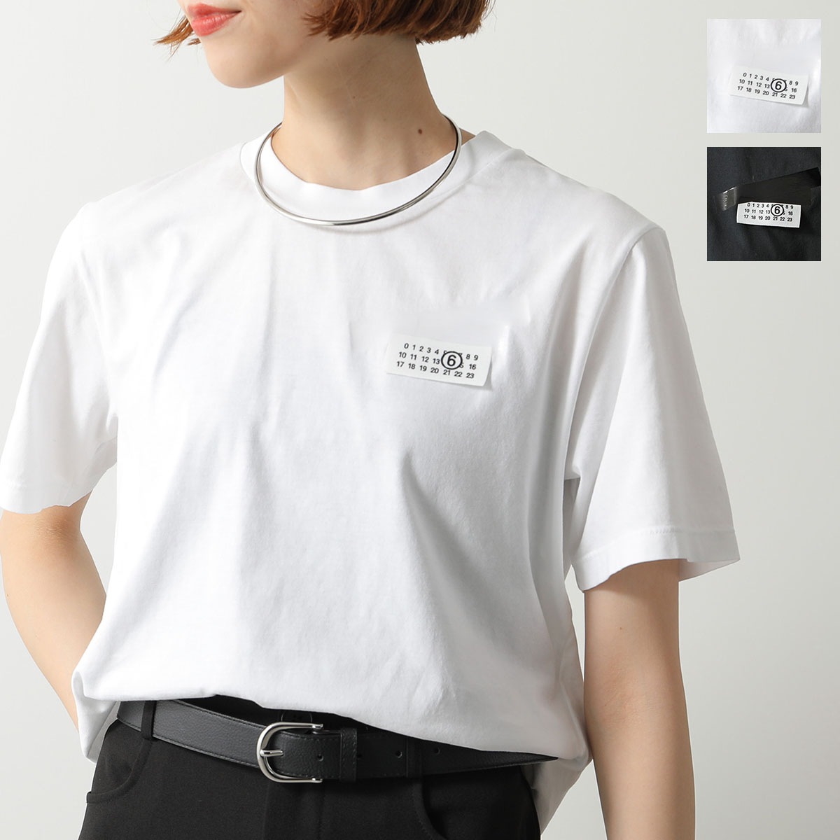MM6 エムエムシックス メゾンマルジェラ Tシャツ S62GD0210 M20115 レディース テープドラベル コットン ロゴ クルーネック カラー2色 S62GD0210M20115900