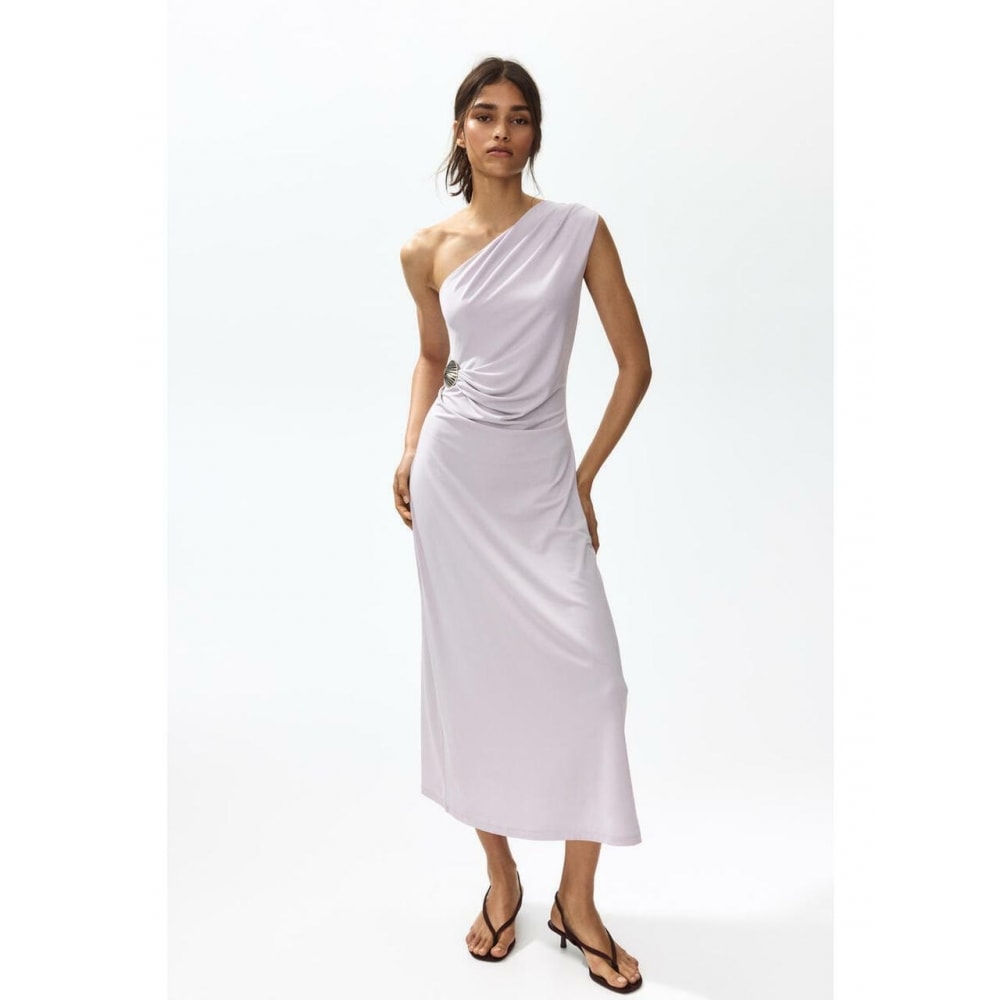 H&M ワンショルダードレープドレスライトパープル1338561001