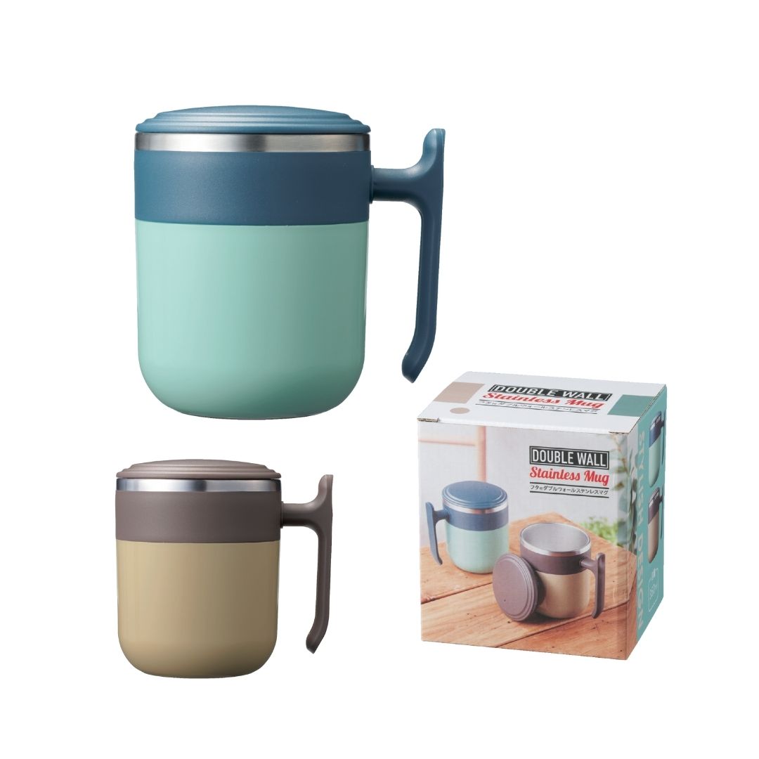 【16個セット】フタ付ダブルウォールステンレスマグ ステンレス　企業ノベルティ アウトドア販促 周年記念 プチギフト プレゼント 粗品 保温 保冷 デスクワーク こぼれにくい