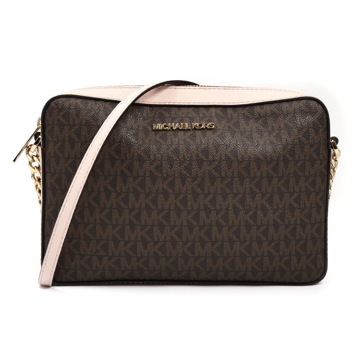 Michael Kors マイケルコース JET SET ITEM EW クロスボディ ラージ ショルダーバッグ ブラウン ピンク 35F8GTTC3B アウトレット レディース 中古