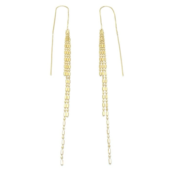 チェーン ロング ピアス フリンジ K18YG イエローゴールド/28066【中古】