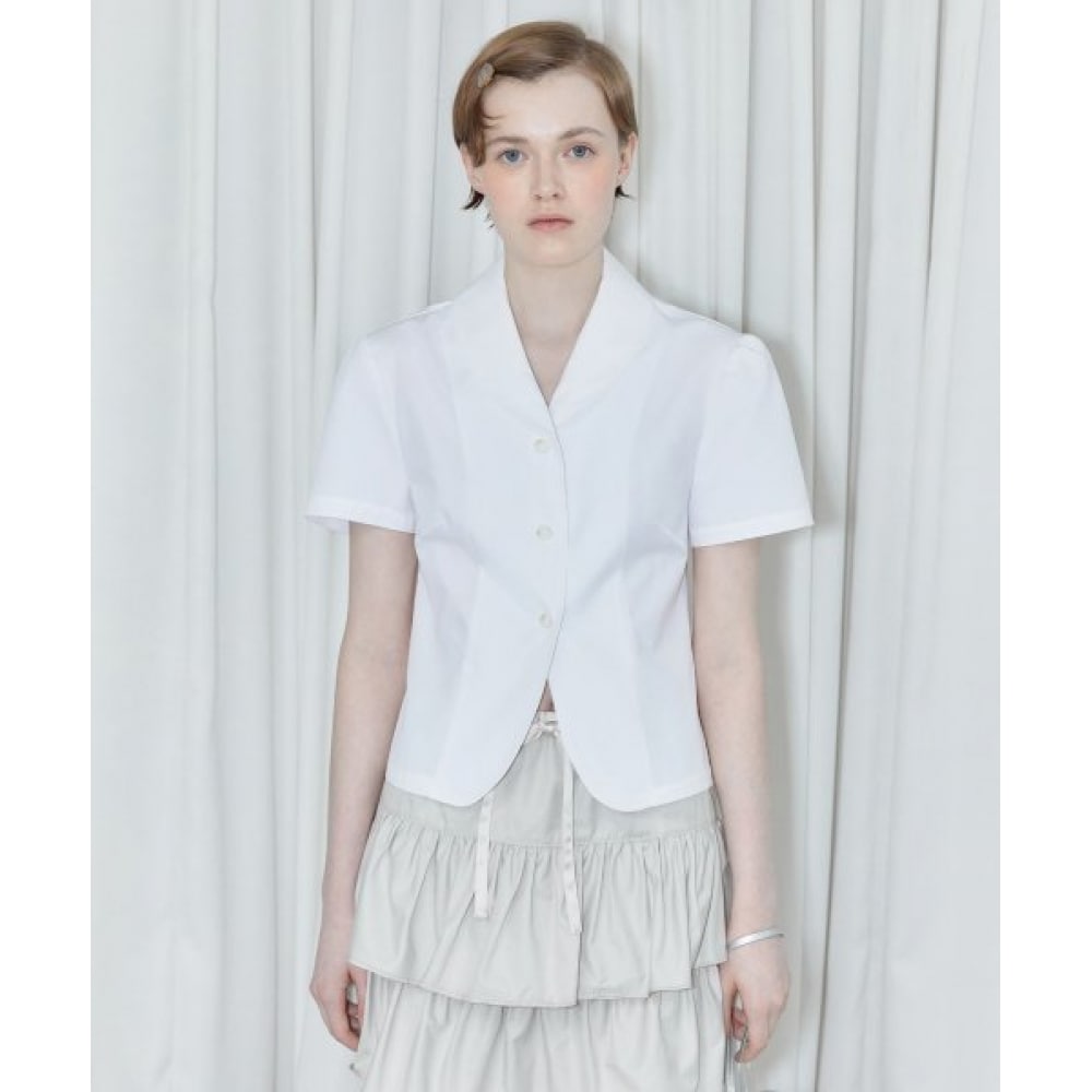 SINOON Vネックハーフブラウスジャケット（ホワイト）