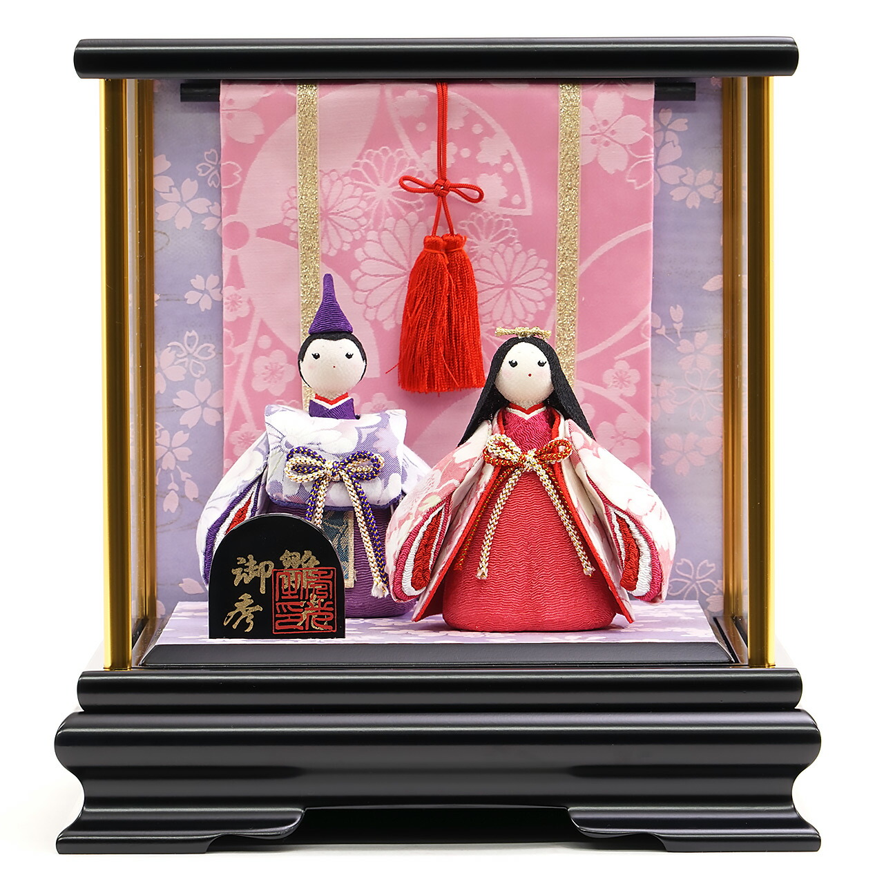 雛人形 ひな人形 お雛様 おひなさま コンパクト ミニ ケース 初節句 かわいい ひなまつり ちりめん 几帳 立雛 雛祭り 二人 2人 2025年 新作 秀光 限定品 買得 お得 人気 P83303