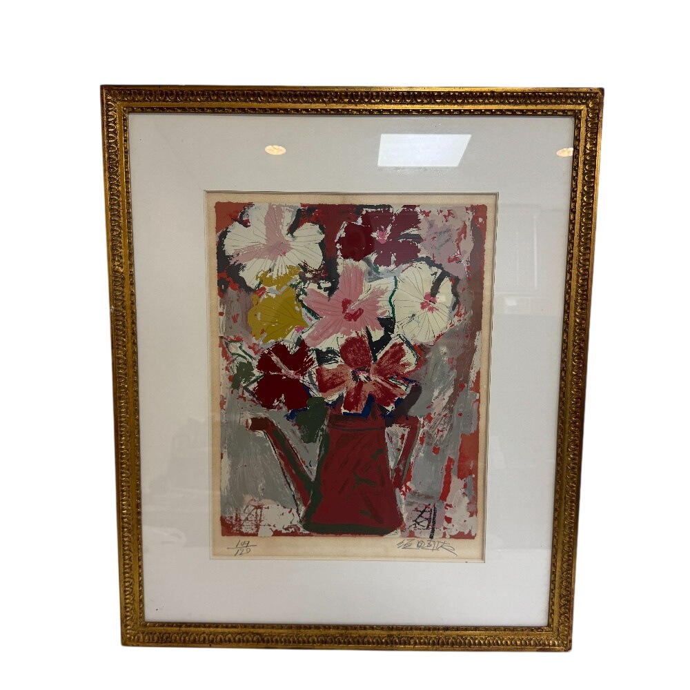 須田剋太 シルクスクリーン 花 額装 額縁 版画 ギャラリー 109/120 絵画 アート作品