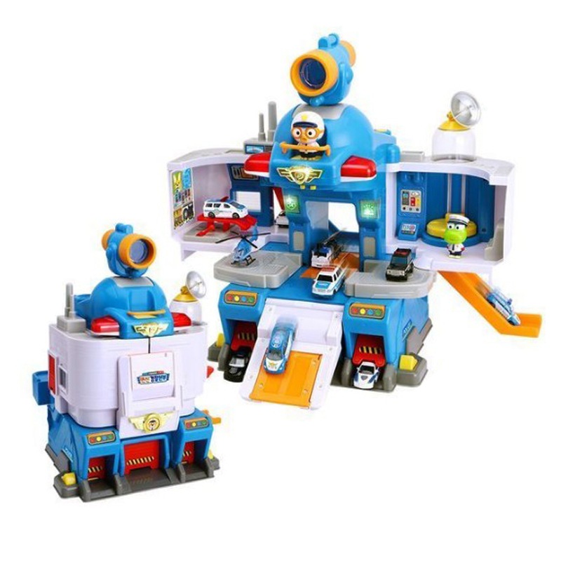 ポロロ 変身 警察基地 おもちゃ 車 ミニカー 2台 ポロロフィギュア付き ロールプレイ 日本アニメ 正規ライセンス