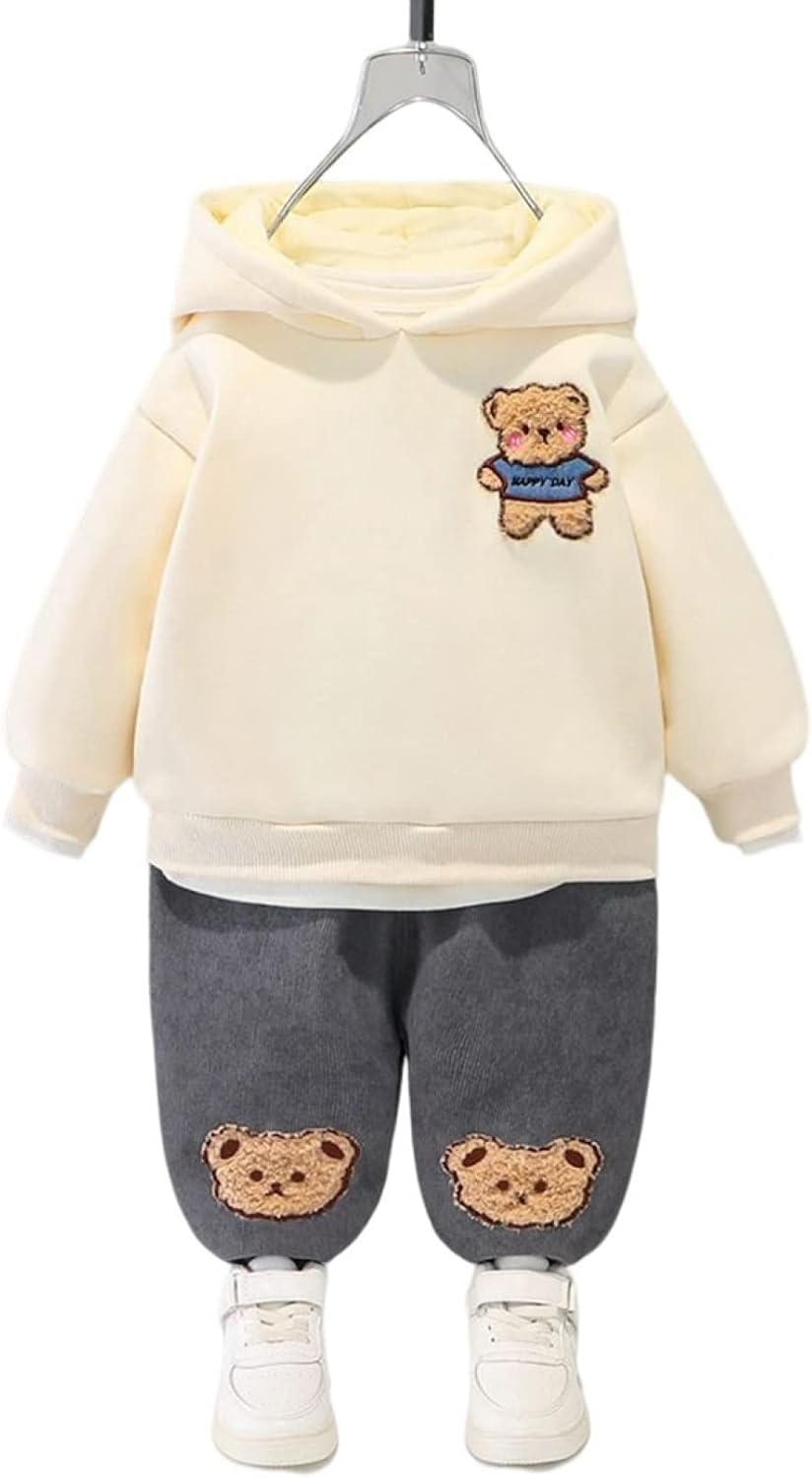 秋冬服 裏起毛 厚手 男の子 2点セット 熊柄 くま 可愛い パーカー+ロングパンツ フード付き かっこいい 子供服 上下セット 100cm キッズ ボーイズ 柔らかい 肌触り良い 保温 防寒 快適 5,228円