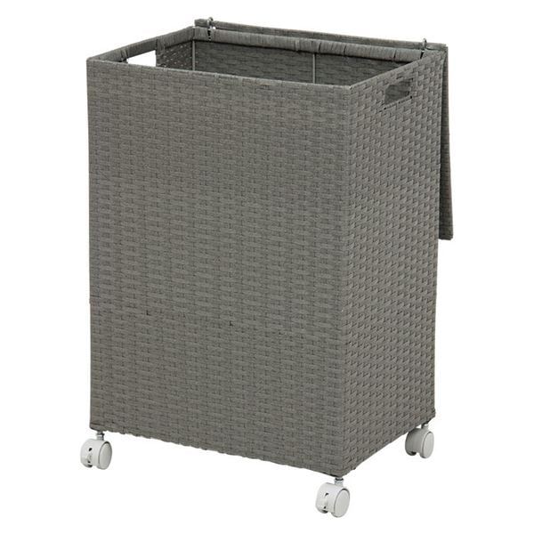 ランドリーラック ランドリー収納 約幅45cm グレー スチール キャスター ふた付き 洗濯かご チェスト 収納ボックス